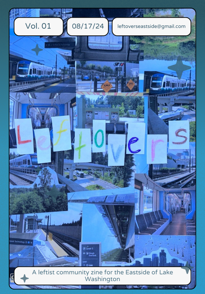 A collage of photographs of transit stations on the Eastside.